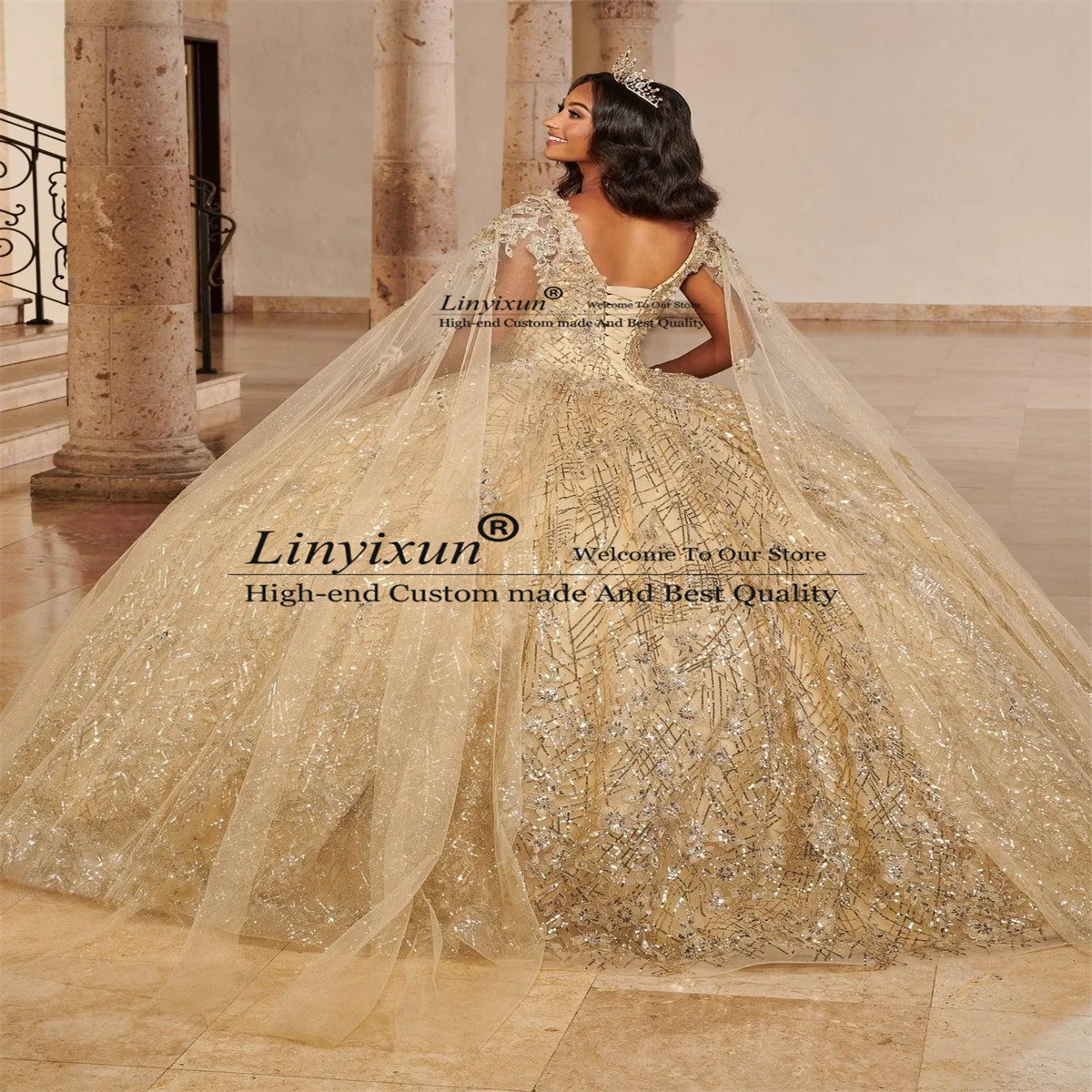 Robe de Quinceanera perlée à paillettes de luxe avec appliques à lacets, robe d'anniversaire personnalisée, robe de Rhéducative, Sweet 16, quoi que ce soit, 15 ans