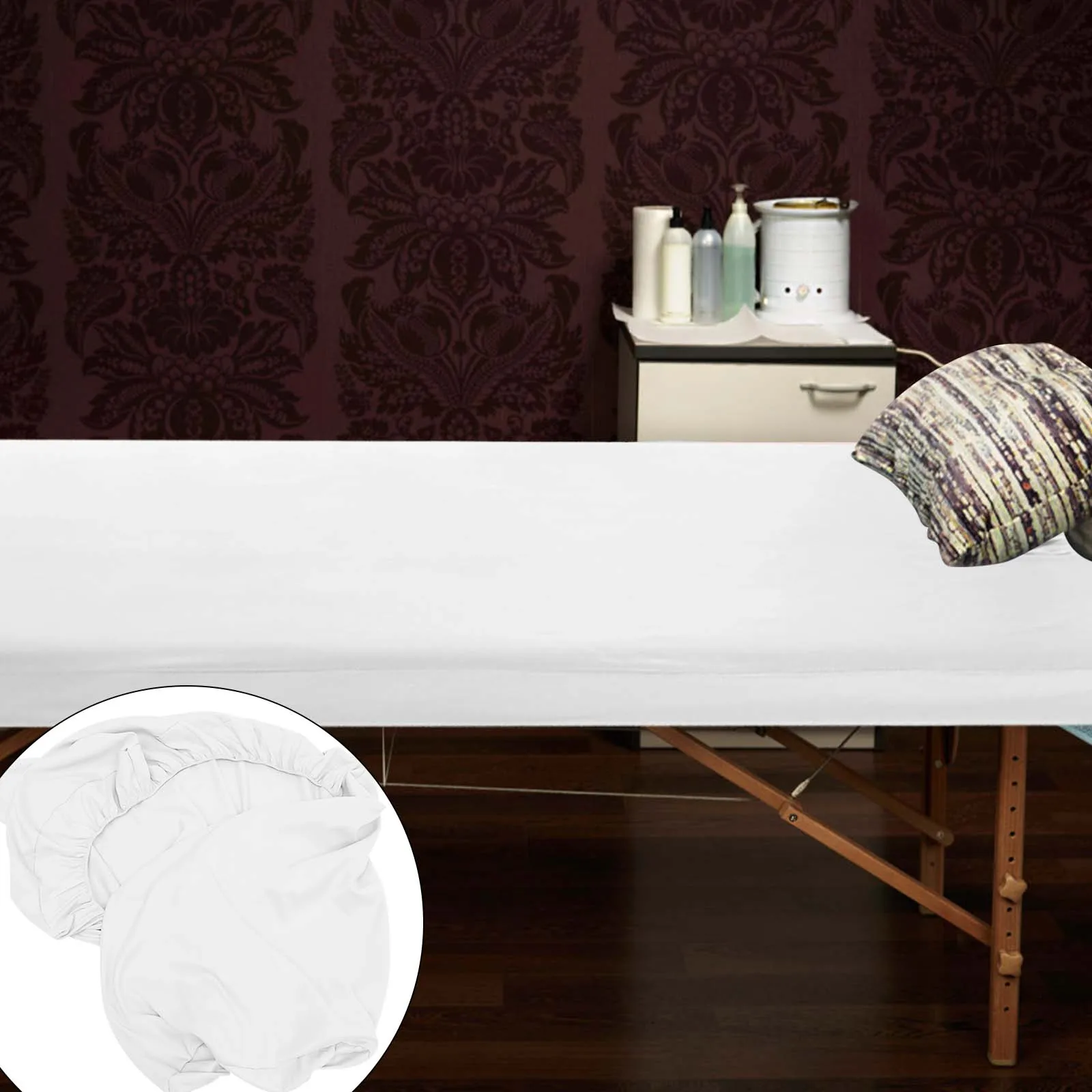 

Comfortable Knitted Cotton Massage Bed Cover With Facial Breathing Holes Washable Spa Table Sheets Professional Accessory