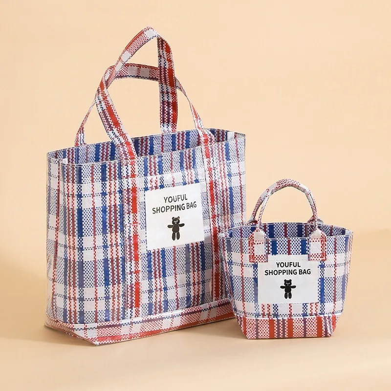 

Модная горячая распродажа, большая вместительная плетеная полосатая сумка из змеиной кожи, сумка для покупок на открытом воздухе