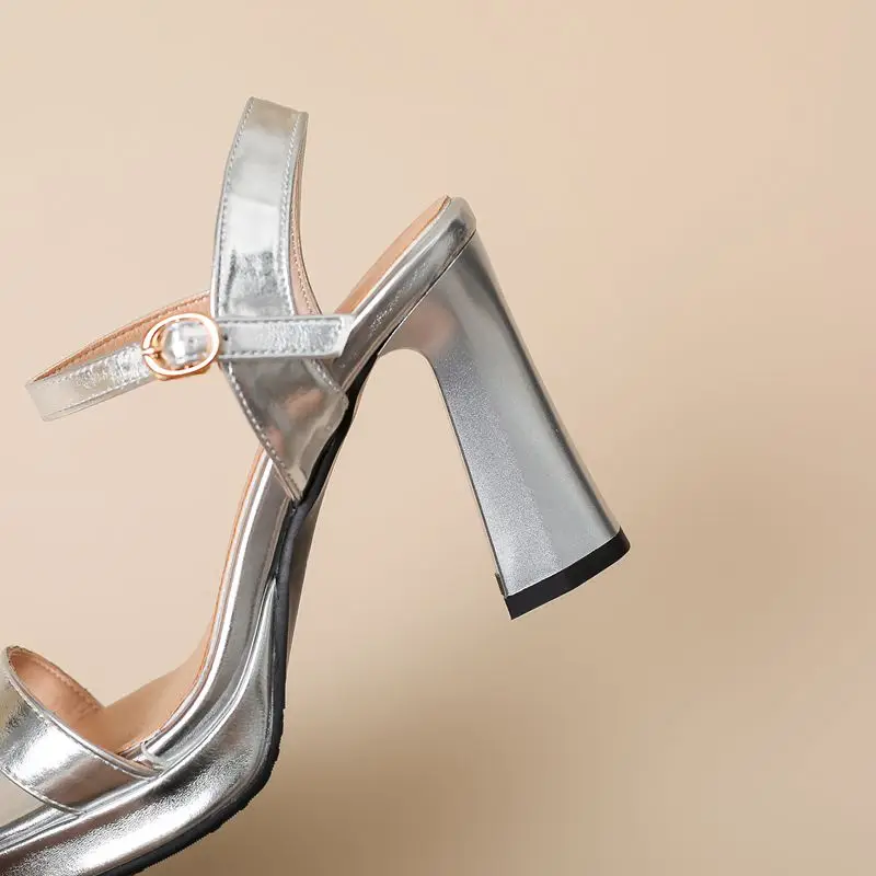 موضة يؤرخ أحذية للنساء ساحة تو حذاء بكعب سميك 9 سنتيمتر منصة 2 سنتيمتر مشبك حزام مثير الإناث الصنادل 43 44 45 46 #6