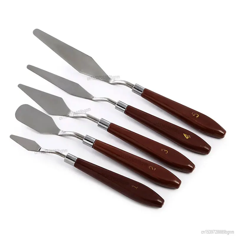 5Pcs Set Stainless Steel Artist Palette Knives Oil Painting Acrylic Gouache Knife Art Crafts Metal Spatula Mixed Paint Scraper