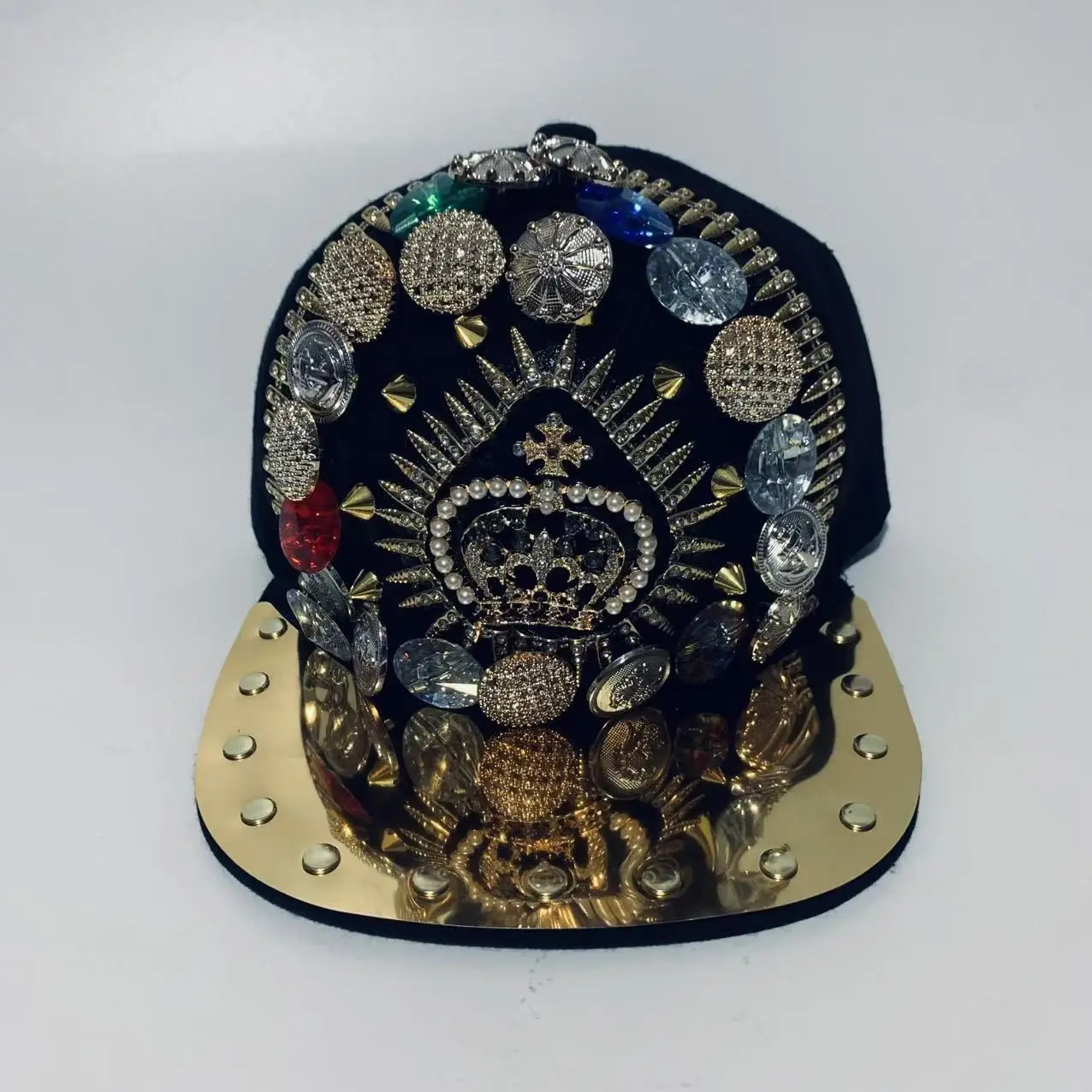 

European and American street fashion personalized handmade sewing button decoration punk rock hip-hop hat