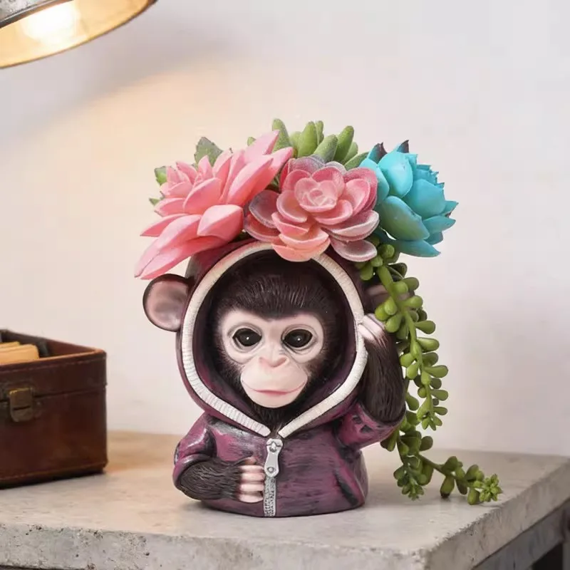 3D cartooNew Style Ceramic Animal Flower Pot Cartoon Zebra Sheep Cow Head Mini Pot Succulents Plants Bonsai Pots Home Decoration