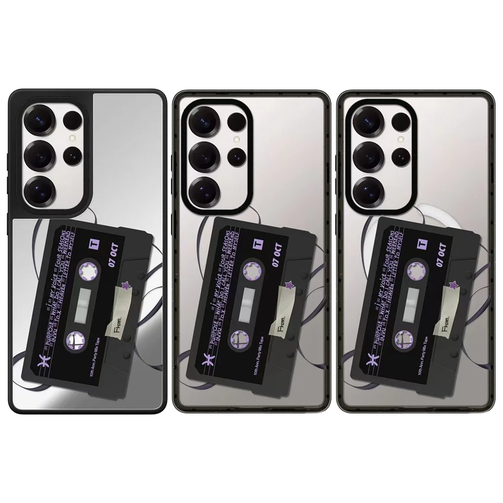 

Black Cassette Mirror / Acrylic Magnetic Case: Compatible With Samsung Galaxy S23 U S24U S25 Ultra S25+ Plus Shell