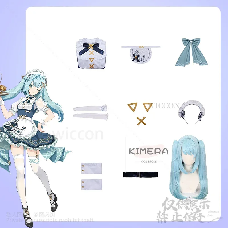 

COSda@Faruzan Genshin Impact Game Jirai Kei Girls Anime Cosplay Maid Dress Wigs Costume Full Set Outfit Role Play Women Costume