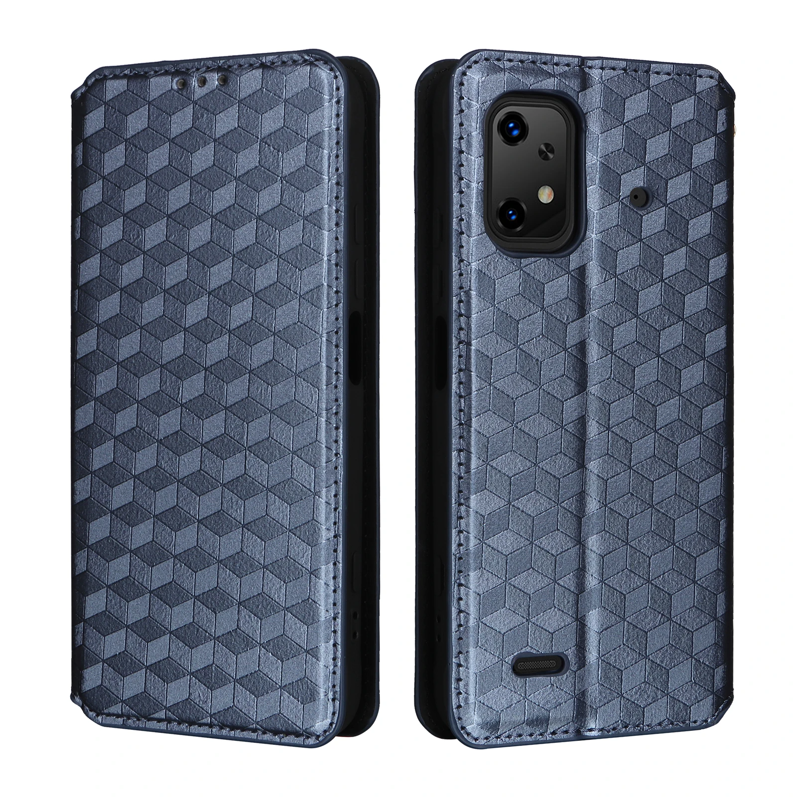 For Umidigi Bison X20 Case Luxury Checkered 3D Pattern Leather Wallet Case for Bison x 20 Card Portable Flip Magnetic Phone Bag