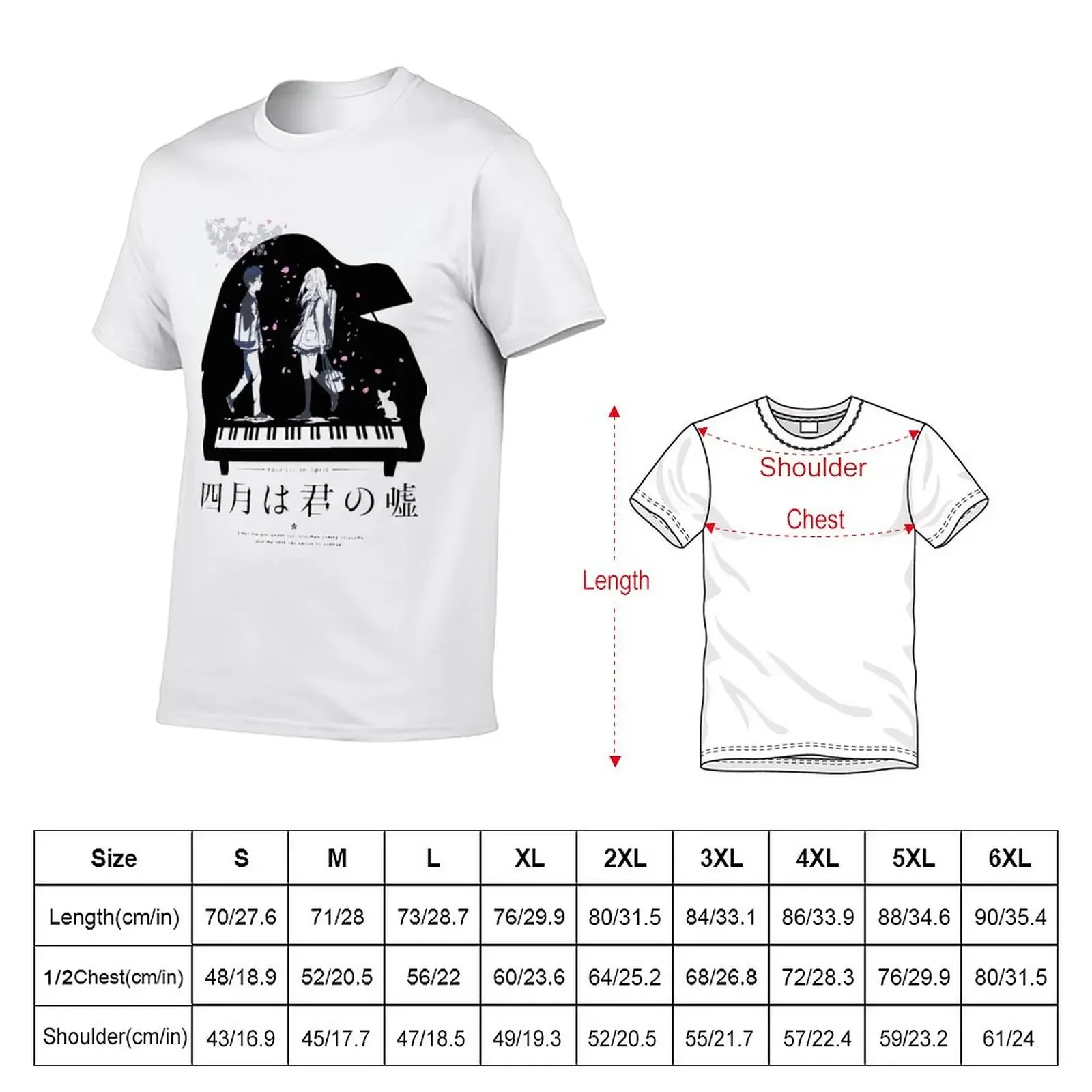 Shigatsu wa Kimi no Uso T-Shirt quick drying hippie clothes anime clothes t shirts for men cotton