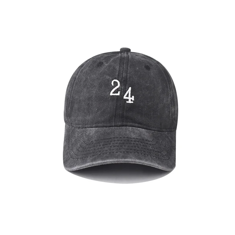 Baseball Cap washing Retro Number 24 Pattern Snapback Hat Outdoor Sun hat Autumn baseball cap Hip Hop Fitted Cap