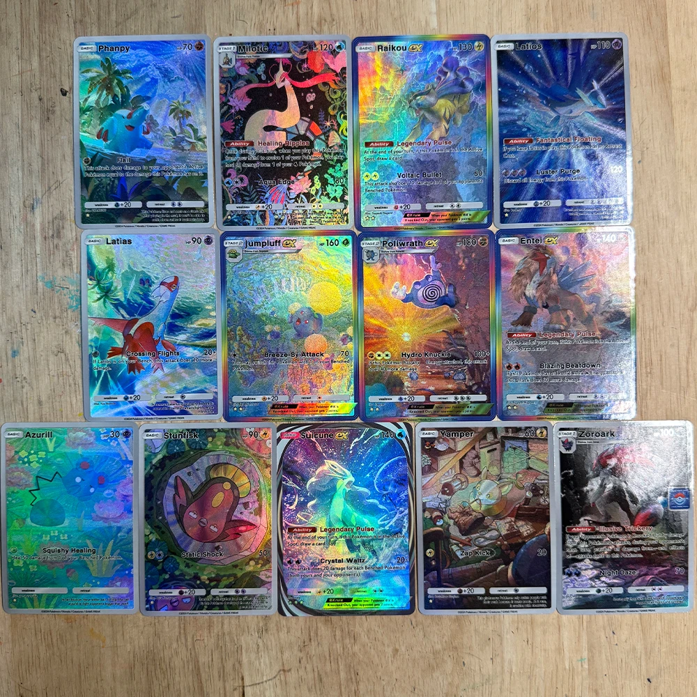 DIY Cartoon PTCG TCG Pocket Collection Card English Magikarp Mew Giratina Latias Latios Refractive Color Flash Card Child Gifts