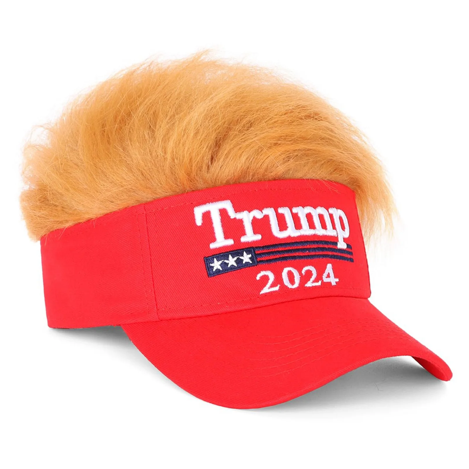 Trump Hats with Wigs 2024 Donald Trump Merchandise Baseball Hat Men Women GOP Republican Visor Cap President Hat Fishing Hiking