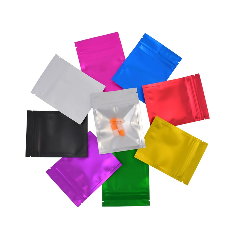 

100 Pcs Matte Colorful And Transparent Zip Lock Bags Colored & Clear Zip Lock Pouches Bags Food Pouches Free Shipping