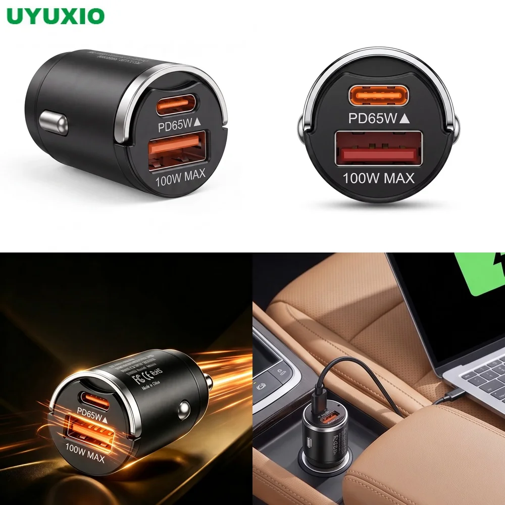 carregador-veicular-de-duas-portas-165w-pd-65w-usb-c-e-100w-usb-a-para-carros-caminhoes-suvs-e-vans-corpo-em-liga-de-zinco-resistente-ao-calor