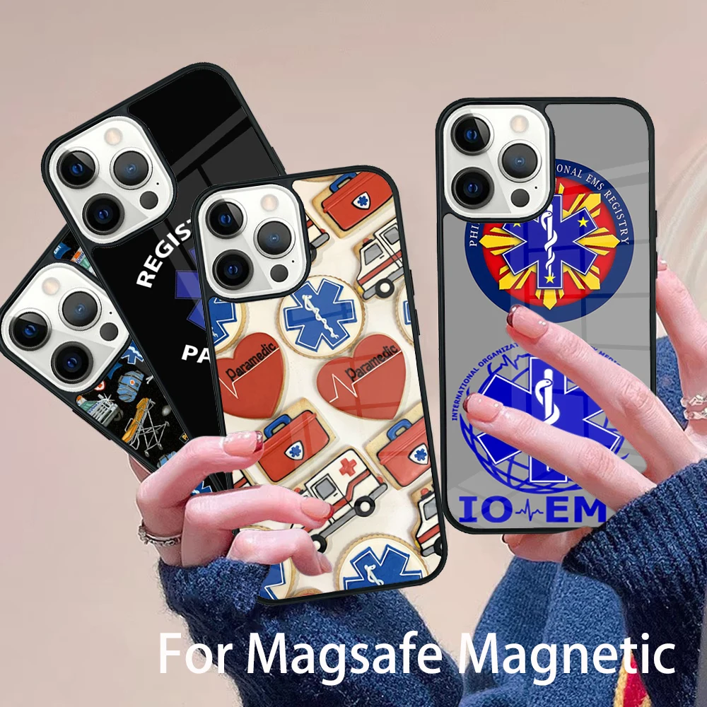 

Ambulance EMS EMT Paramedic Phone Case Magesafe Magnetic Wireless Charge Cover For IPhone 16 11 12 13 14 15 Pro Max Plus Mini