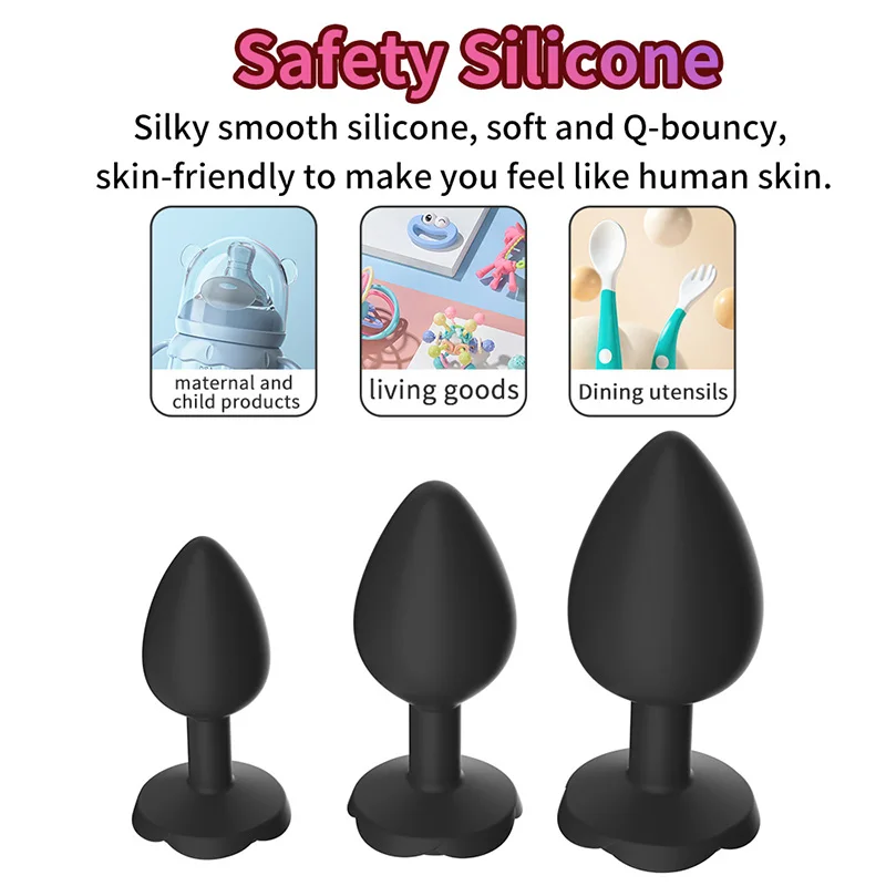 Bdsm Soft Silicone 3 size Anal Plug Rose Sex Toys for Woman Female Anal Butt plug  Sexy Kit Adult Goods Toys Man Gay Adult Game