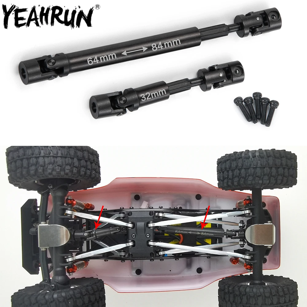 

YEAHRUN 2 шт. металлические приводные валы, вал коробки передач для 1/24 Axial SCX24 90081 RC Rock Crawler Car Parts