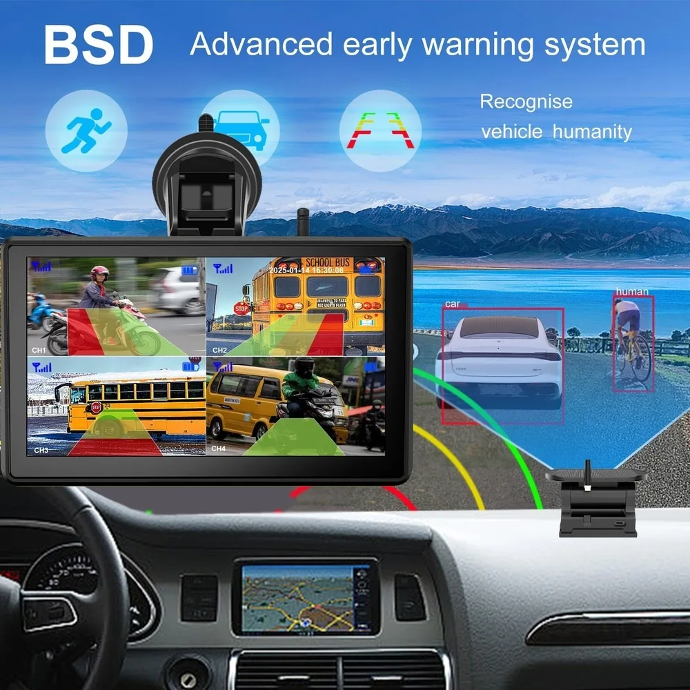 Lastbus 2XSolar كاميرا احتياطية لاسلكية مغناطيسية 7 بوصة DVR تعمل باللمس لشاحنة قافلة RV