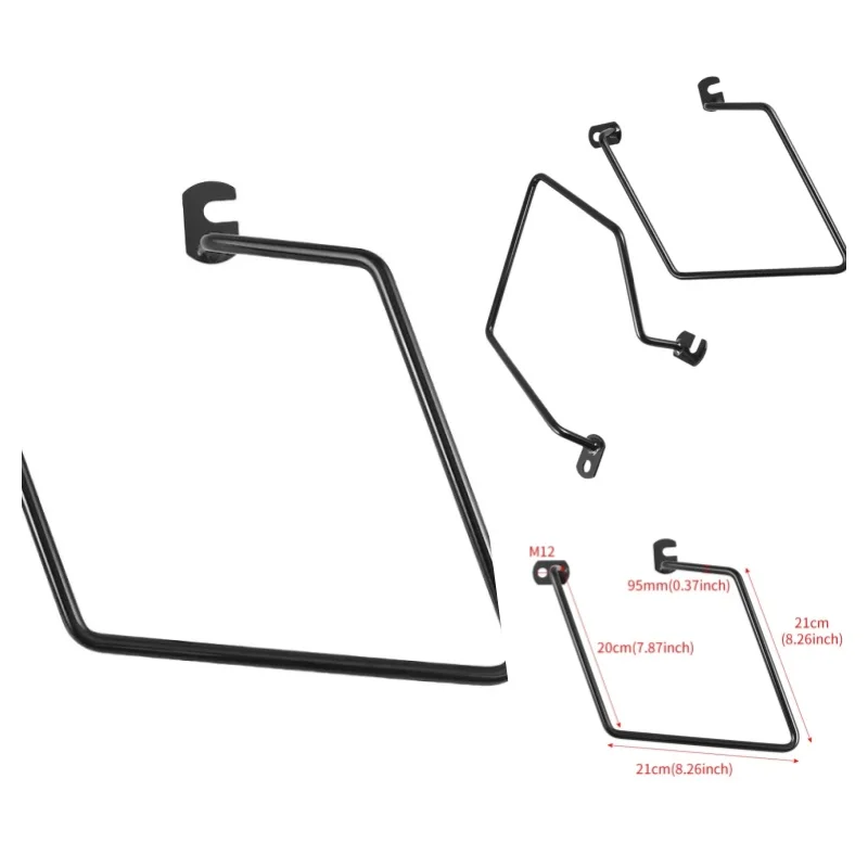 Matte Black Motorcycle Side Saddle Bag Left Right Side Trunk Bag Support Bracket Holder for Kawasaki W800 W650 W400