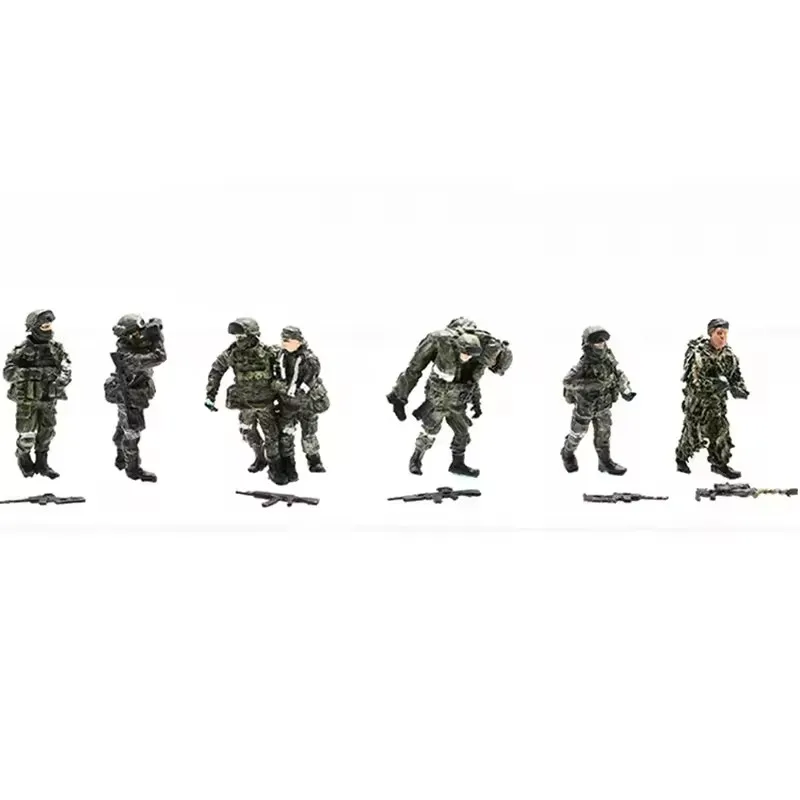 1:72 Scale Model 8 Pcs Russia Patrol Rescue Team 8 Soldiers Action Figure Toys Scene Accessory Dolls Display Collection Gift