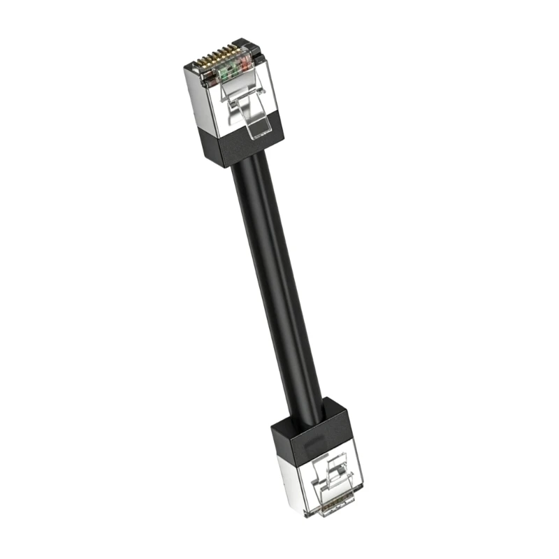R6FF RJ45 Ethernet Cord 0.15M with 18 Mm Connectors for Home Office Device Wiring in Narrow Shelf Areas for Daily Use