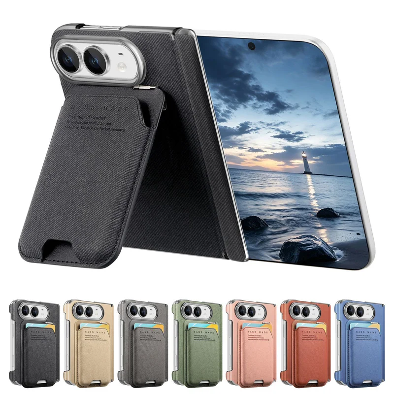 Hinge Phone Cover Kickstand Case For Apple iPhone Duo Card Slot Wallet Book Stand Cover For iPhone Duo Wireless Charging Fundas
