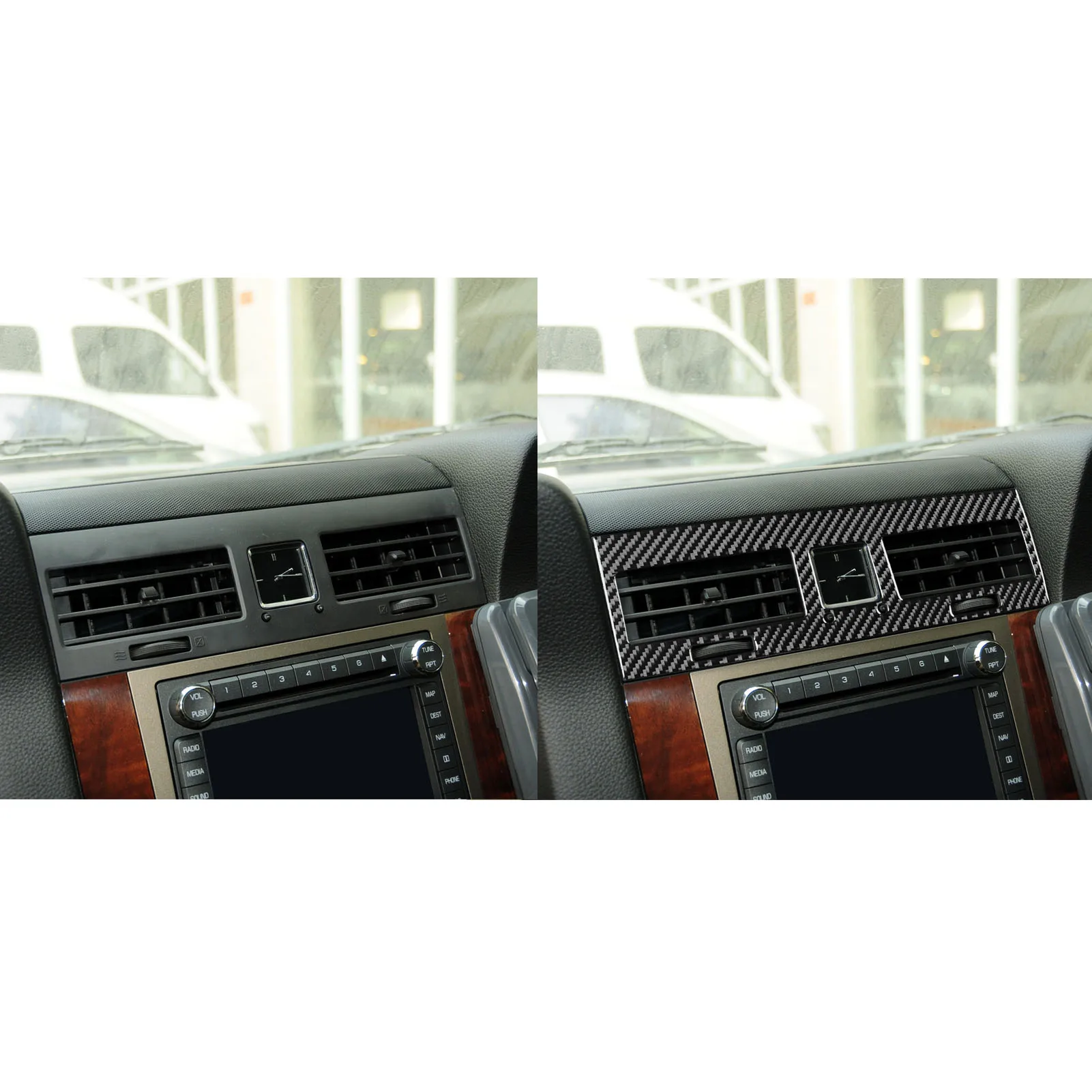 Car Interior Accessories Carbon Fiber Center Console Air Vent Outlet Panel Cover Trim Sticker For Lincoln Navigator 2007—2014 5