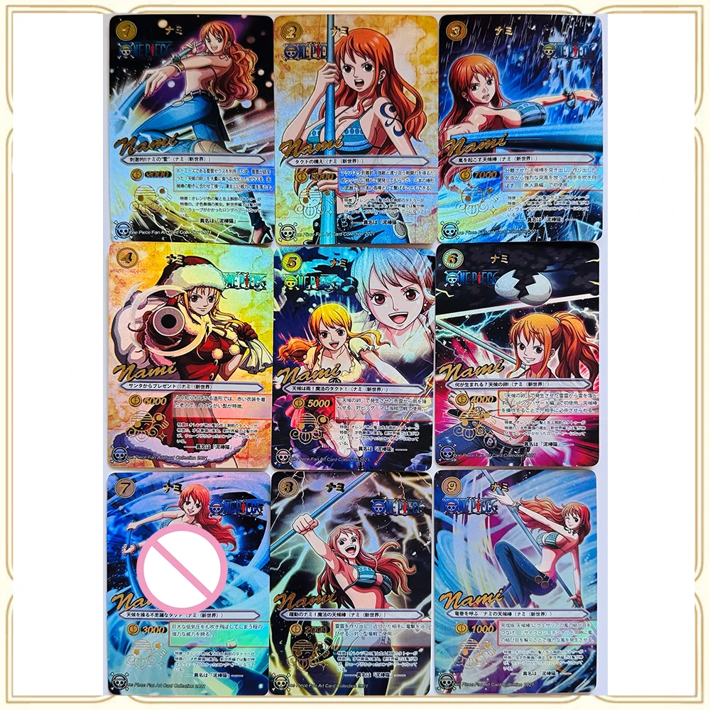 9PC/Set Anime Goddess Story One Piece DIY ACG Nami Uta Yamato Sexy Advanced Sparkling Collectible Card Christmas Birthday Gift