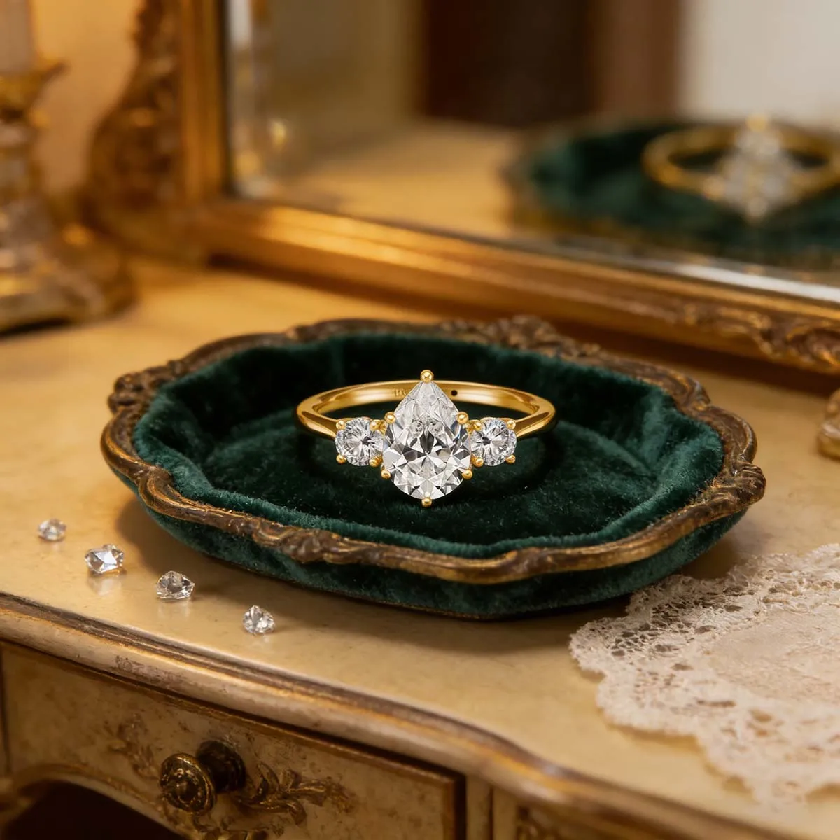 

SDOOU Emerald Cut 5 Stone 1ct Moissanite Rings D VVS1 for Women Real 14k Gold Ring Thanks giving Valentine's Day Jewelry Gift