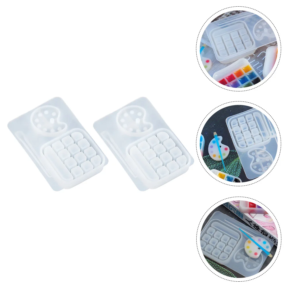 

2 Pcs Crystal Epoxy Mold Resin Art Craft Silicone DIY Supplies Paint Tray Box Flexible Easy Clean Jewelry Accessories