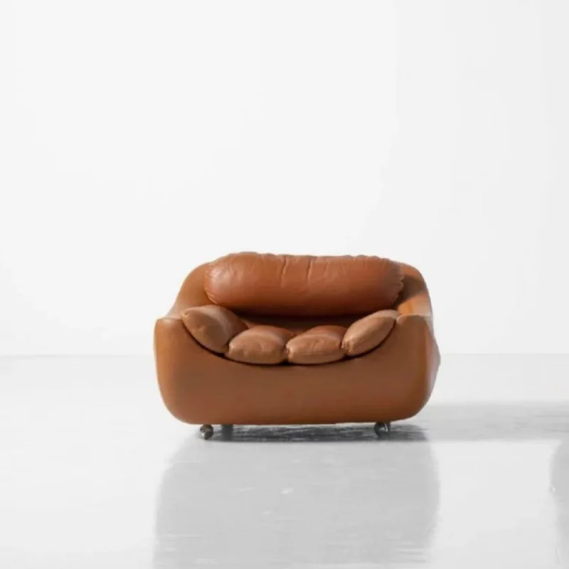 Italian Nordic retro bean bag sofa creative designer villa large flat oil wax leather medium antique special-shaped sofa