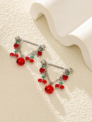 2pcs Fashionable And Cute Fruit Chain Bell Breast Ring For Women Pierced Barbell Breast Nail Gift Gift Jewelry