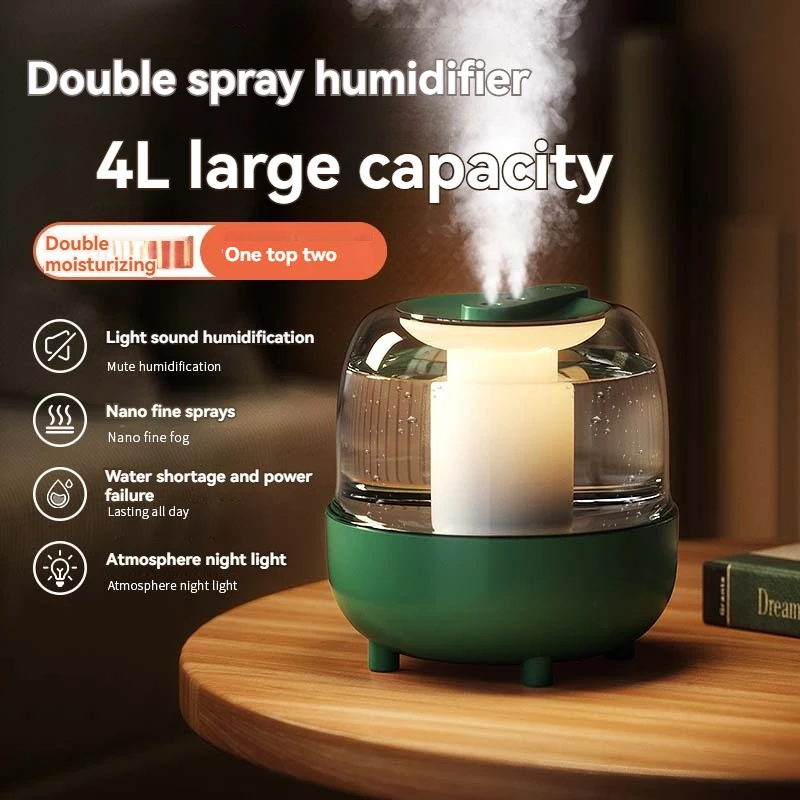 USB Plug in High Capacity Humidifier Dual spray Home Dormitory Mute Aromatherapy Bedroom Desktop Atmosphere Lamp