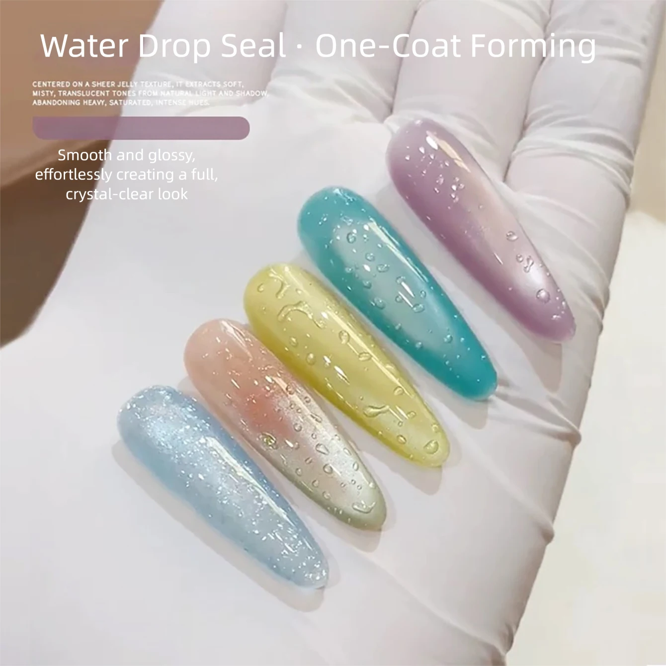 MIANEL 2026 Neuer No-Wipe Water Drop Top Coat 3D Klarer Gel-Kristall-Wassertropfen-Effekt, Sommer-Exklusiv für Nagelkunst