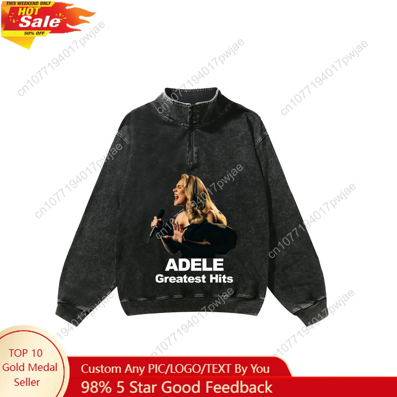 

Adele Laurie Blue Adkins Singer Custom Retro Sweatshirt Mans Womans Half Zipper Vintage Sweat Shirt Photo Custom Made Tops