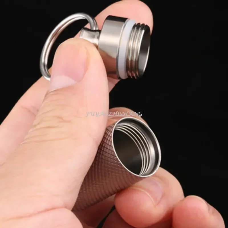 Portable Mini Titanium Alloy Sealed Capsule Waterproof Pill Box Camping Firstaid Pendant EDC Medicine Tablet Container Organizer