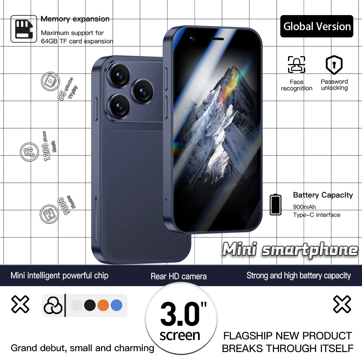 

A17 Mini Smartphone 3G Network Dual SIM Standby 3.0-inch Android Google Play Store Portable Pocket Mobile Phone