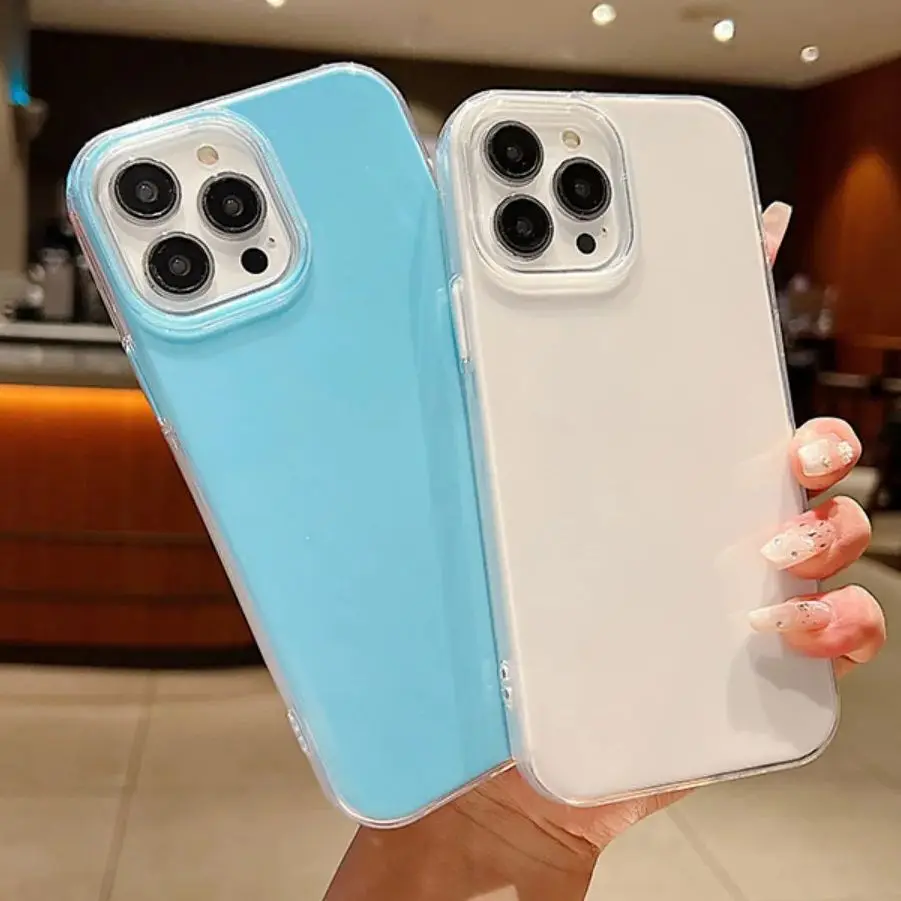 Luxus Jelly 2 IN 1 Silikon Klar PC Telefon Fall Für iPhone 16 15 14 Plus 13 12 11 Pro Max einfarbig Stoßfest Weiche Fundas