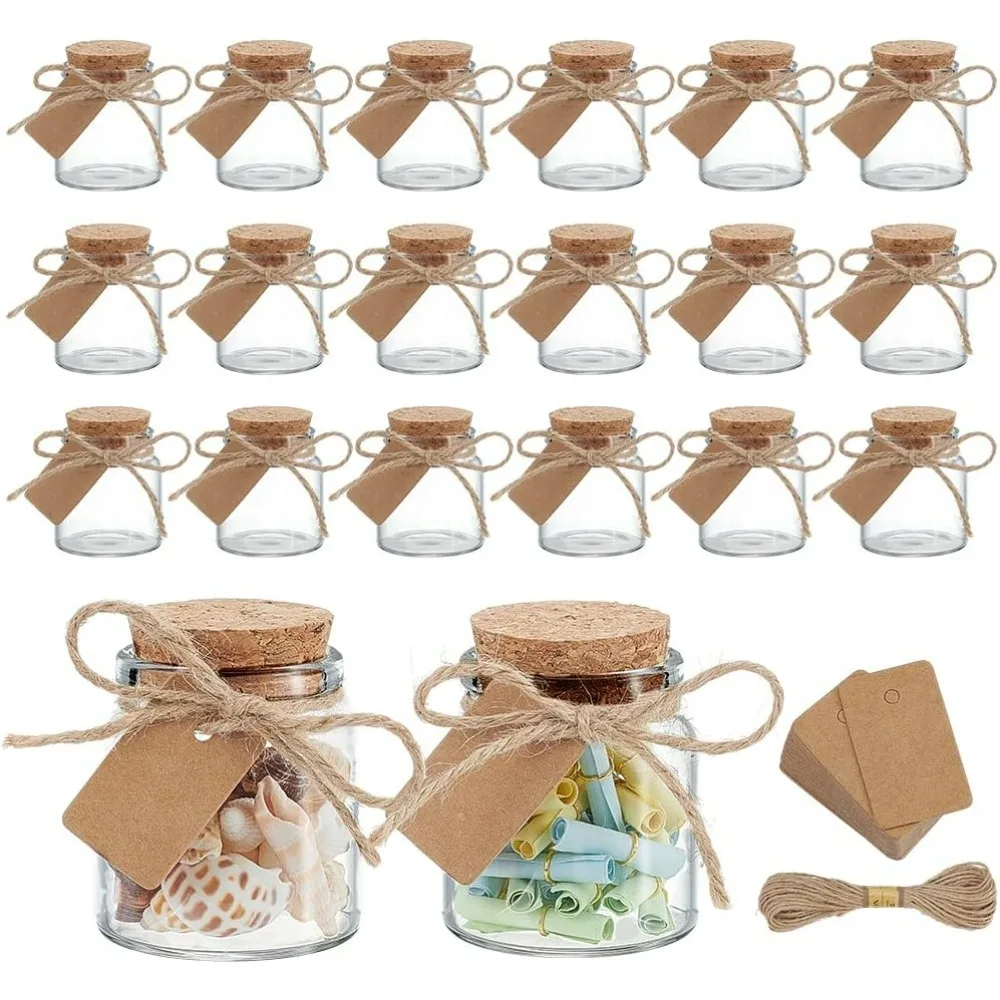

28 шт. маленькие стеклянные банки с пробками, мини-стеклянные бутылки, бутылка желаний, прозрачные пустые бутылки с этикеткой и шпаном