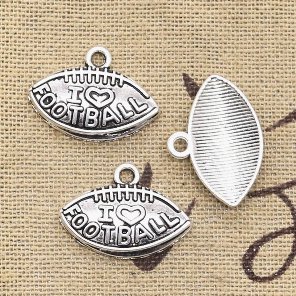 15Pcs Charms I Love Football 21X15Mm Antieke Maken Hanger Fit, Vintage Tibetaans Zilveren Kleur, diy Handgemaakte Sieraden