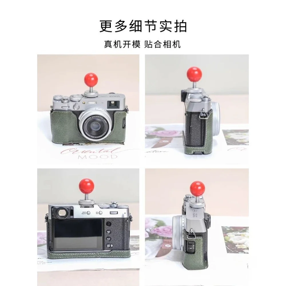 PU Leather Half Body Cover For Fuji X100VI camera bag  case, base x100vi Micro-single Camera Case Bag+1PCS Free Tempered Film