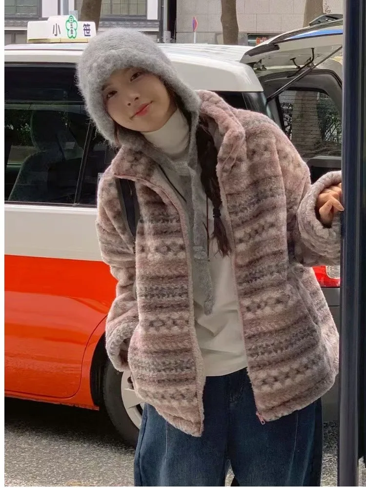 Vêtements d'extérieur chauds et colorés double face pour femmes, vêtements à la mode pour filles, coton d'hiver de style coréen