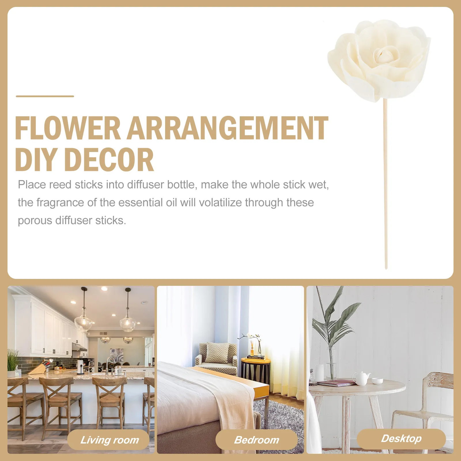 5Pcs Flower Rattan Reed Sticks Wavy Aroma Diffuser for Essential Oil Natural Fragrance Indoor Decor Diffuser Sticks