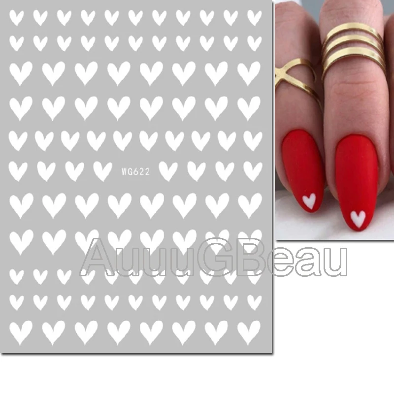 Autocollants 3D Laser Or Argent Rouge Noir Coeurs d'Amour, Décalcomanies Adhésives Nail Art, Décoration, Accessoires de Manucure