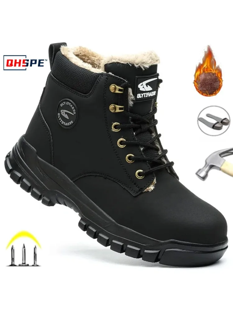2025Fashion hiver chaud hommes travail bottes de sécurité imperméable robuste en acier orteil chaussures chaussures de sport Protection de sécurité prévention du froid