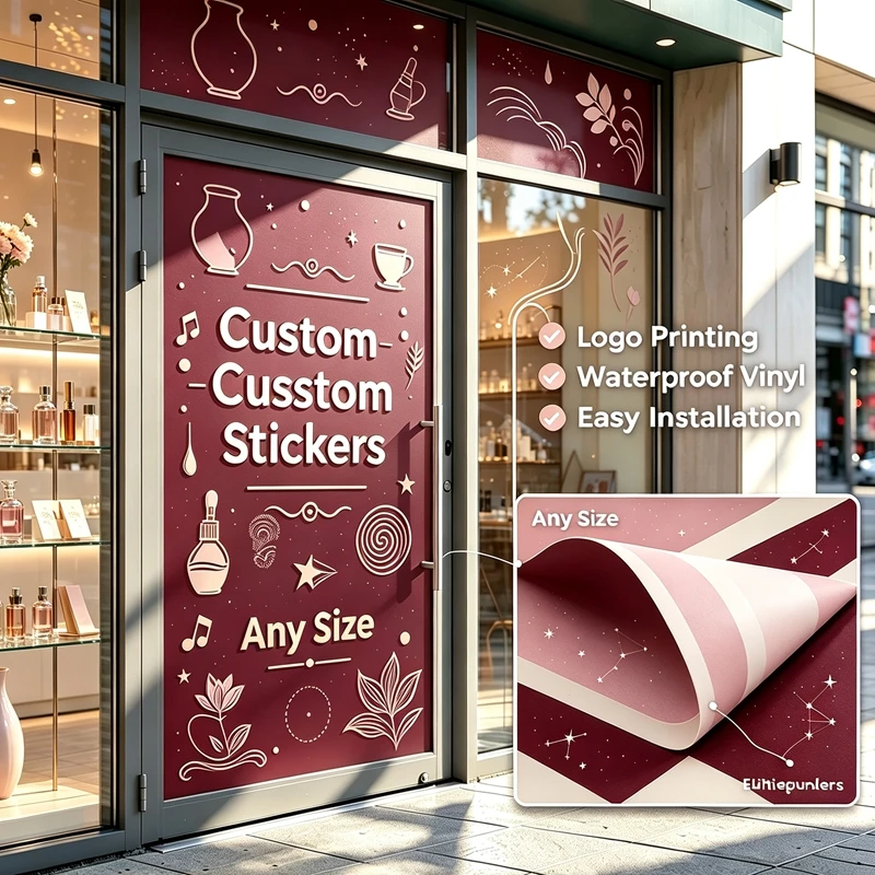 Custom Bespoke Any‑Size Dimension Vinyl Sticker Prints Custom Business Branding GraphicsforLocal Enterprise Promotional Displays