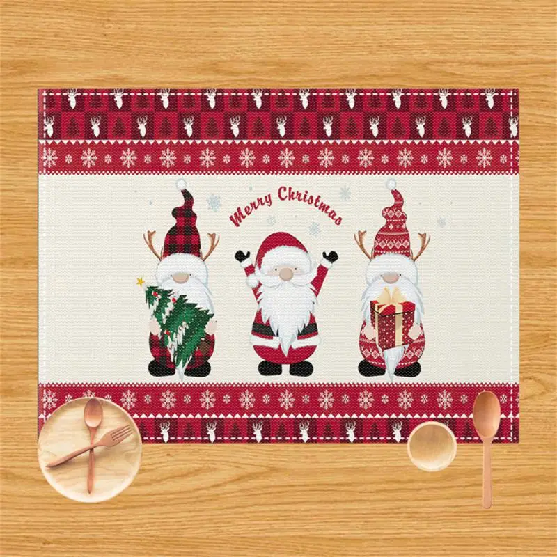 New Cross-border Christmas Table Runner Linen Printing Festive Decoration Dining Table Air Atmosphere Christmas Decorations