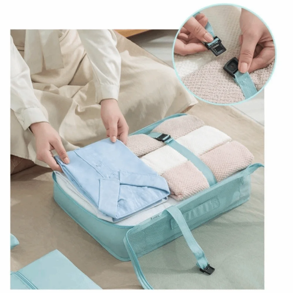 

8 PCS/Set Polyester Travel Storage Bag Set Large Capacity Waterproof Travel Organizer Bag Foldable Makeup Bag Suitcase Organizer