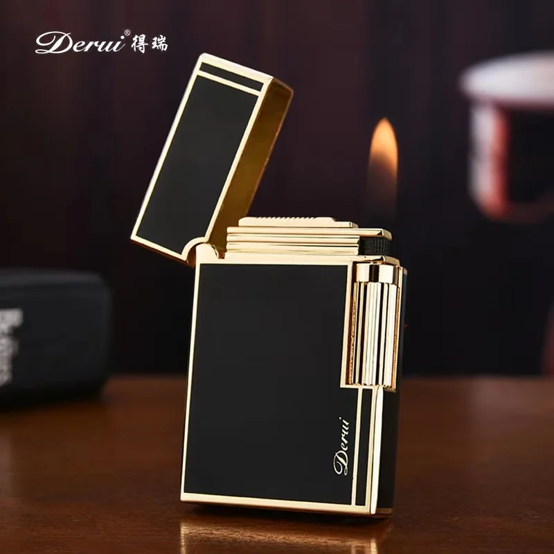 New Hot Selling Derui Lighter Creative Butane Gas Windproof Straight Metal Lighter Men\'s Fun Gift Toy Cigarette Lighter Tool