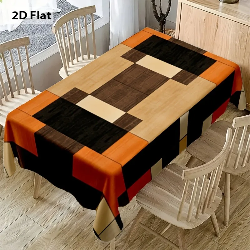 【2D】Tablecovers 1pc Dining table Coffee table Desk Coffee-colored geometric mosaic wood texturezyc