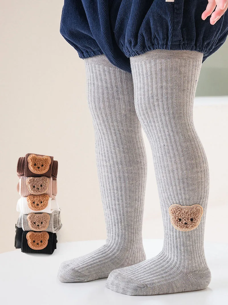 MILANCEL New Autumn Kids Pantyhose Children Cartoon Bear Leggings Girls Outwear Render Pants