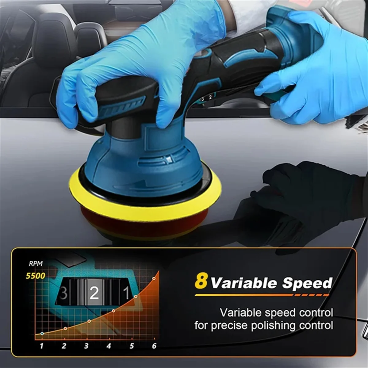 

RANA Ordless Car Polisher 8 Gears Adjustable Auto Electric Waxing Sanding Sealing Glaze Tool Fit